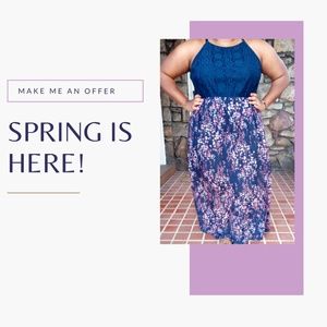 Plus Size Maurices Navy Floral Long Dress